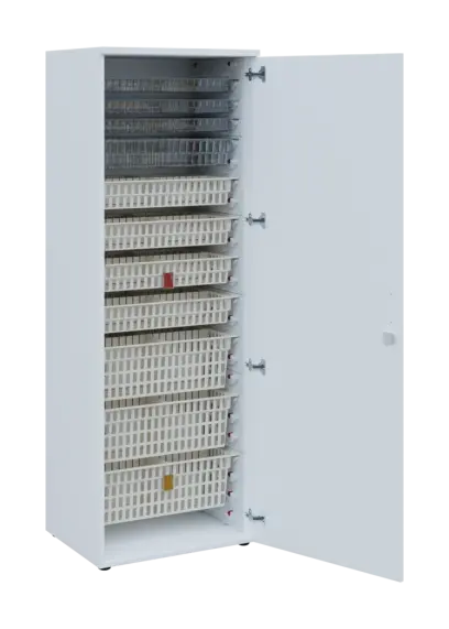 EUROMEDICA D - 66 skříň léková boxová, 1-dveřová, pravá, 1950x660x535, korpus bílý, dvířka bílá